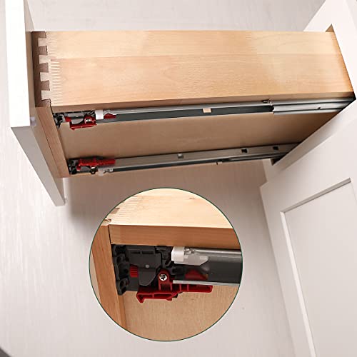 Gobrico Under/Rear Mounted Soft Close Drawer Slides 18" Full Extension Concealed Drawer Glides With Mounting Clips Bracksets 1Pair (2Pieces) #TOP5