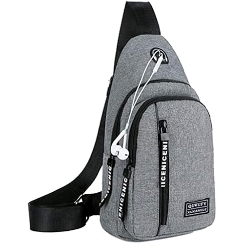YERCHIC Small Sling Bag Crossbody Chest Shoulder Water Resistant Purse One Strap Travel Bag for Men Women With Earphone Hole