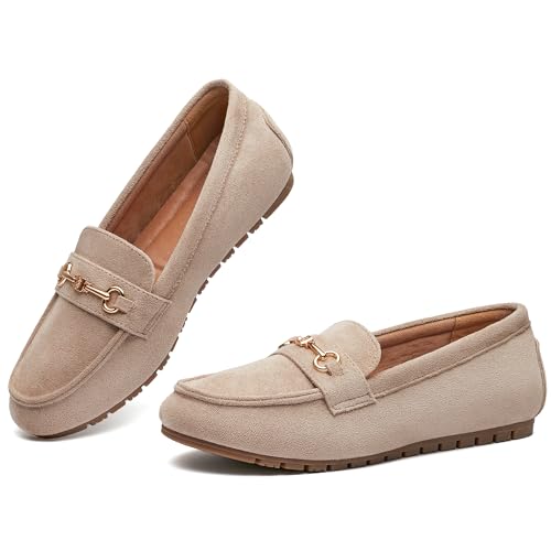 Image of BGSTGUDS Women's Wide Loafers Shoes Cute Dressy Shoes Ladies Comfort Slip Ons Work Shoes