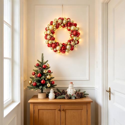 Couronne de Noël boules incassables pour porte sans risque de casse