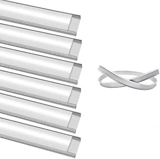 inShareplus 3.3ft/1M, 6 Pack Bendable LED Aluminum Channel System, U Shape, Silver Color, with Milk White Cover, End Caps and Mounting Clips, Aluminum Profile for LED Strip Light Installation