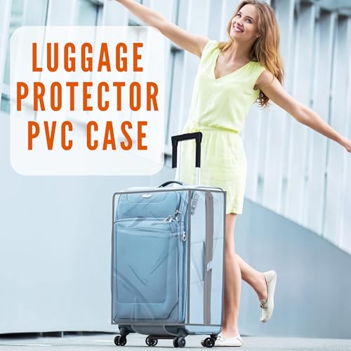Image of Pack of 3 Zippered Clear PVC Suitcase Covers - Waterproof and Dustproof Protectors for Wheeled Luggage (28 inch, 24 inch and 20 inch)
