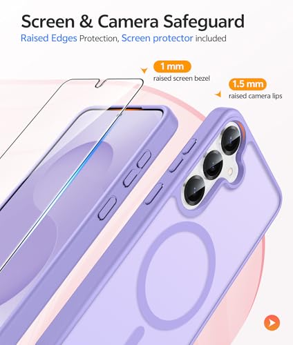 Image of FNTCASE for Samsung Galaxy S25 Plus Case: Samsung Galaxy S24 Plus Phone Case [Fit with Magsafe] Translucent Matte Case [Screen Protector] Military Grade Shockproof Protective Phone Cover-Light Purple