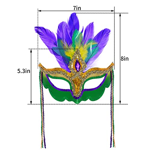 Yookat 2 Pieces Mardi Gras Masquerade Mask Venetian Carnival Mask Masquerade Masks For Carnivals Masquerades Halloween Party (Style1) #TOP1