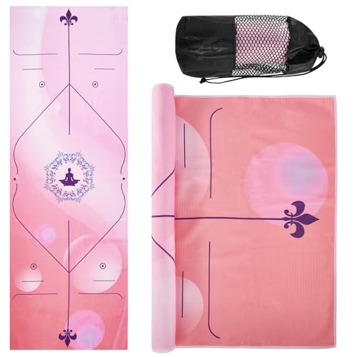 Yuilgdo Yoga Towels, Non Slip Hot Yoga Mat Towel with Grip Dots,Super-Absorbent Soft Microfiber Yoga Blanket for Pilates, Fitness and Workout 72inch x 24inch