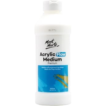 Mont Marte Acrylic Medium - 500 ml - Flow Medium for Smooth, Long Brush Strokes - Paint Flow Improver for Acrylic Paints