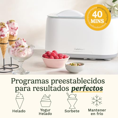Miniatura 3 de Cuisinart FreezeEase–Máquina de helado automática;3 programas:Helado,Sorbete,Yogur;Sin precongelación;Lista en 40 min;Función de mantenimiento en frío, Compresor 950ml (Nuevo)