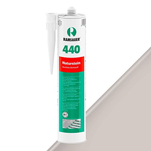 Preisvergleich Produktbild Ramsauer 440 Naturstein 1K Silikon Dichtstoff 310ml Kartusche (Fugengrau)