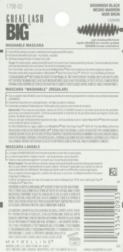 Image of MAYBELLINE NEW YORK Great Lash Big Washable Mascara, Brownish Black 132, 0.34 Fluid Ounce