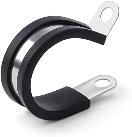 PADTON 12 Pack 1 1/2 Inch Stainless Steel Cable Clamps, Metal Pipe Clamps Wire Clamps Conduit clamps for Tube, Pipe or Wire Loom Installation, Rubber Cussioned