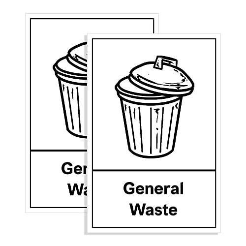 Pack of 2 General waste Recycling Bin Sticker-Self Adhesive Bin Labels (or) decals(A6-150 x 100 mm) Sara Prints V1065