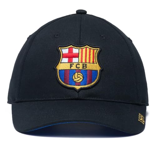 Fan Ink Limited Adult Unisex International Soccer Barcelona Basic Adjustable Hat, Black, One Size