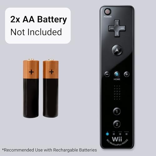 Image of Wii Remote with Motion Plus - Wireless Bluetooth Game Controller - Official Wii and Wii U Compatible - 2 Pack (Renewed) (Black)