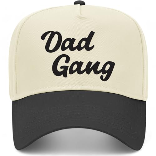 Dad Gang Vintage Trucker Hat | Classic Retro Hat for Dads | Premium Snapback Hat for Men (US Alpha One Size Black/Natural)
