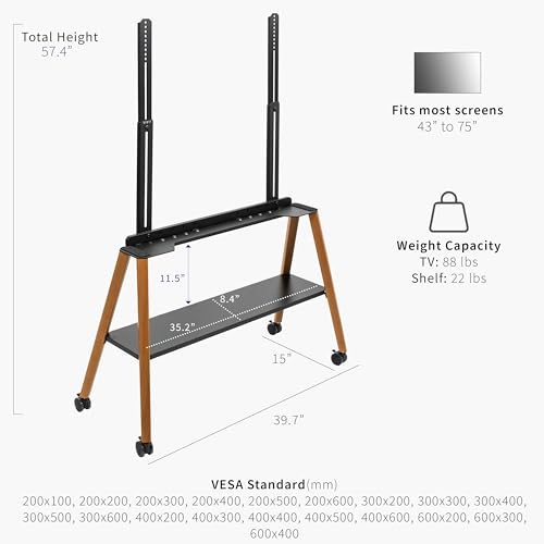 VIVO Rolling Easel Studio TV Floor Stand with Shelf, Fits 49" to 75" Screens by VIVO - Image 4