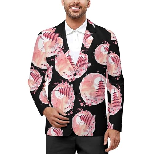 Temple Flowers Men's Suits Dress Business Formal Suit Print Jackets Coat for Wedding Party