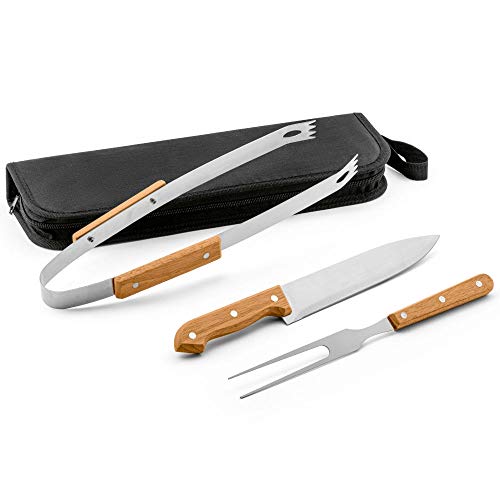 Jogo para Churrasco Tradicional Inox 3 peças com Estojo TopGet
