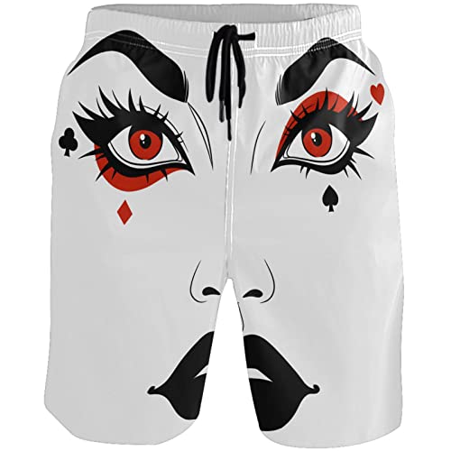 visesunny Woman Face with Joker Makeup Summer Men's Swim Trunks Quick Dry Bathing Suits Beach Holiday Party Swim Shorts