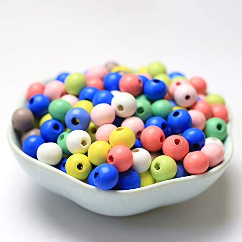 DAHI 500PCS Colorful Wooden Beads 10mm Natual Wood Beads Colored Assorted Farmhouse Loose Craft Bead Painted Wooden Beads for Jewelry Making?10mm
