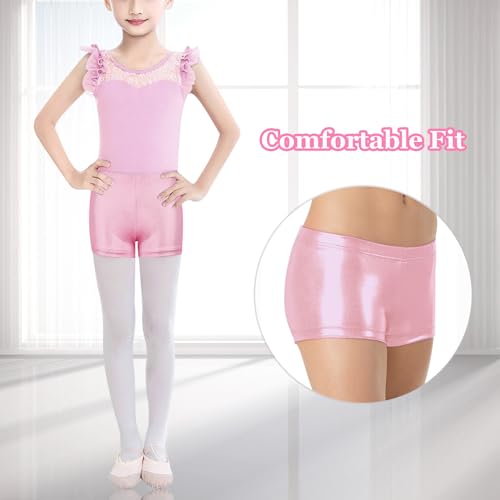 Happy Cherry Tanz Shorts für Mädchen Gymnastik Yoga Elastische Taille Glänzend Metallic Ballett Tanz Shorts 9-10Jahre