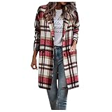 JJHAEVDY  Women's Casual Lapel Button Down Long Plaid Shirt Coat Tartan Shacket Jacket