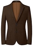 Herren-Tweed-Blazer mit Fischgrätenmuster, Vintage-Wollmischung, Sportmantel, Jacke, 2 Knöpfe, lässig, Hochzeit, Trauzeugen, Abschlussball, Braun, M