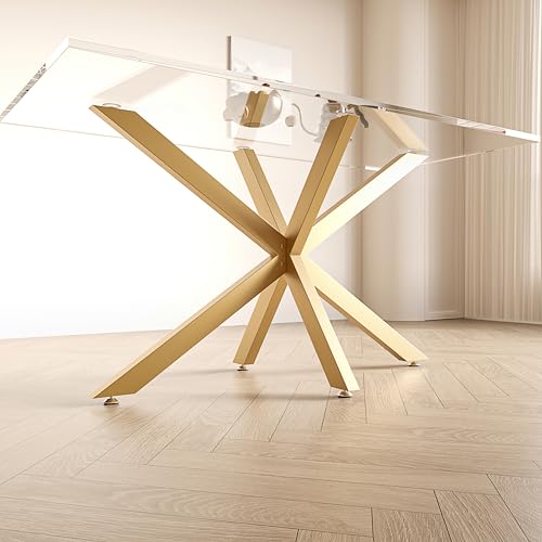 FUSHIAIPTC 28 Inch Dining Table Base, Heavy Duty Table Legs 1000 LBS Load Capacity, Industrial Metal Desk Legs for Round & Oval Tops, Fits Glass Marble Wood Nano Gold