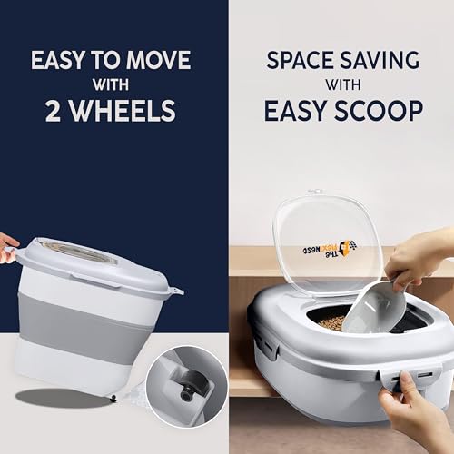 The FlexiNest Dog Food Storage Container 30-35 lb, Airtight Collapsible Cute Dog Food Container with Wheels & Scoop, Stackable Pet Food Storage Container for Dog & Cat Food by The FlexiNest - Image 4