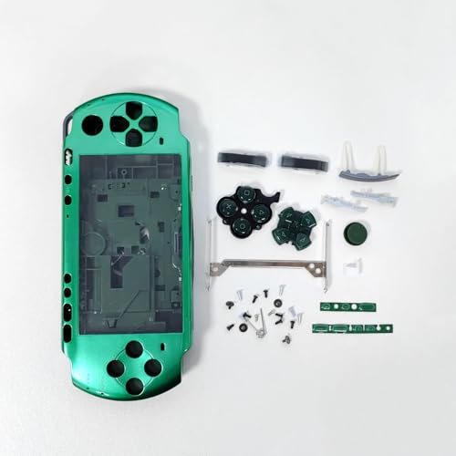 Image of Hzxkqmil Replacement Housing Shell Full Kit Faceplate Case Cover Repair Parts for Sony PSP 3000 PSP3000 Console (Green)