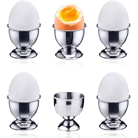 Huevera de Acero Inoxidable, 6 Piezas, Juego de Soporte para Huevos Cover