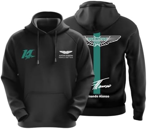 DUDEME AM 14 Motorsport Hoodie for Car Enthusiast for Men & Women Black Hoodie 100% Cotton Car Printed Hoodies.