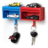 KURTOPLLY 2 Pcs Car Garage Key Holder Car Key Holder for Wall 3D Easy Installation Keys Rack Wall-Mounted, Suitable for Cars Enthusiasts, Suitable for Entrances, Corridors, Front Doors (Red, Blue)