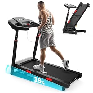 Redliro Laufband mit 15 % automatischer Steigung - 3.0 HP klappbares Laufband für Zuhause - 160 kg Tragkraft - höhenverstellbarer Handlauf - App-Steuerung & Bluetooth-Lautsprecher