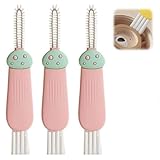 3 in 1 Cup Lid Cleaning Brush, 2025 New Multifunctional Cleaning Brush Crevice Cleaner Brush for Bottle Gap Tight Spaces, 3 in 1 Portable Cup Lid Cleaner with Brush (All) (Pink)