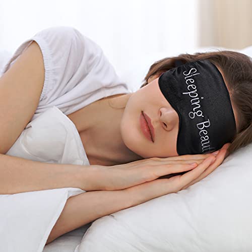 4 Pieces Funny Sleep Mask Silk Eye Mask Soft Blackout Blindfold With Adjustable Strap Sleeping Eye Cover Mask For Women Men Travel, Nap, Meditation (Black) #TOP4