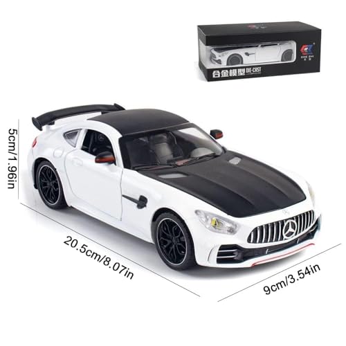 Image of Invite Enterprise 1:24 Diecast Model Alloy Mrcedes AMG GTR Alloy Metal Pull Back with 6 Openable Doors & Sound Light Toy car for Kids Best Gift Toys for Kids Boys (White)
