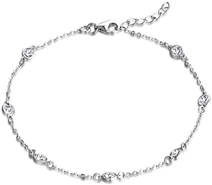 JO WISDOM Women Bracelet,925 Sterling Silver Bead Bracelet with AAA Cubic Zirconia Birthstone,Jewelry for Girl Mum