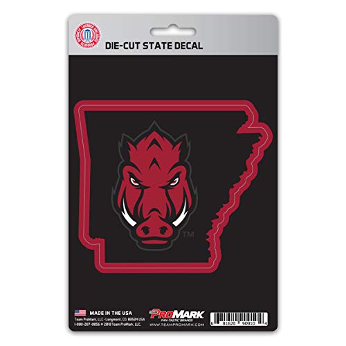 FANMATS 61323 NCAA - Arkansas Razorbacks Team State Shape Decal Sticker 5 x 6.25 in. - Great Gift for Sports Fans - Works On Hard Surfaces - for Homes, Cars, Trucks, SUVs.