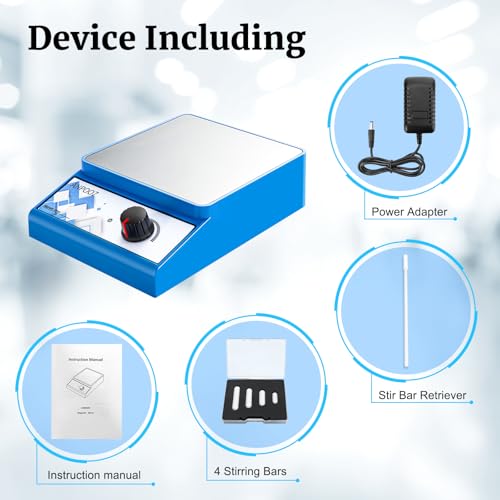 ANPOOZ Magnetrührer mit 4 Rührstäben, Rührplatte, 3000 U/min, magnetischer Mischer, 3000 ml, Laborrührer (kein Heizen)