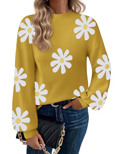 Zeagoo Sweaters for Women Fall Fashion 2025 Trendy Long Sleeve Turtleneck Pullover Lantern Knit Sweater Tops