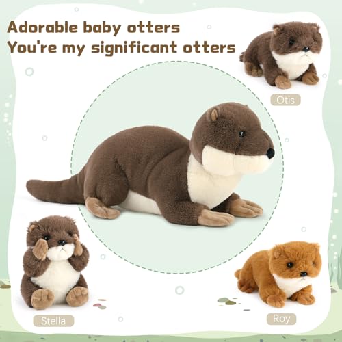 Image of MaoGoLan 4pc River Otter Stuffed Animal with 3 Babies Inside-24in Giant Lifelike Soft Otter Plush Toys-Cuddly Wildlife Stuffed Animal for Kids