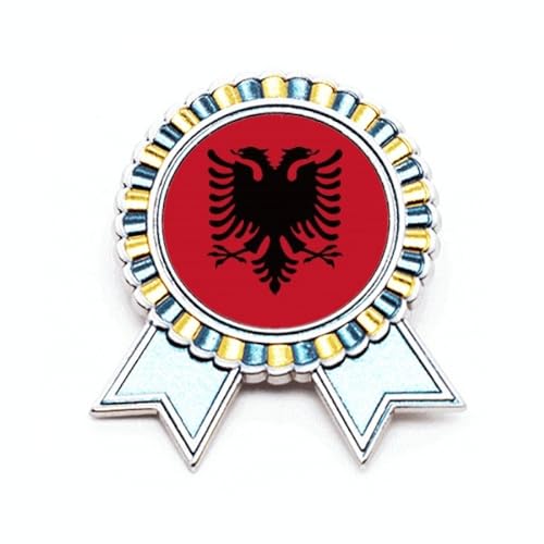 Broche drapeau national de l'Albanie en métal taille M pour costume et veste