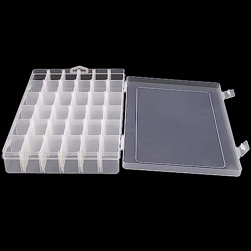 Image of JAPCHET 6 Pack 36 Grids Plastic Storage Box, 2 Colors Bead Storage Box with Adjustable Dividers Plastic Bead Organizer Box for Beads, Buttons and Earrings, Pink and Clear