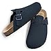 KIDMI Genuine Suede Clogs for Women Cork Footbed Sandals Leather Mules Potato Shoes with Arch Support Navy 40 (Size 8.5)