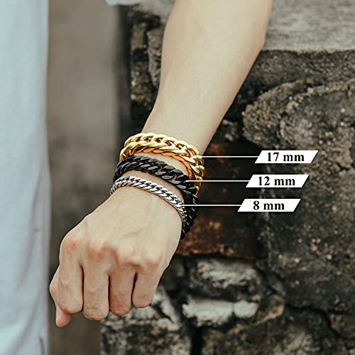 Richsteel Stainless Steel Bracelet For Men 8Mm Wide Cuban Link Chain Bracelets 8.2 Inch #TOP4