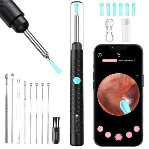 Ear Wax Removal Kit Wireless Otoscope with 1920P HD Camera and 6 PCS Ear Spoon 3.5mm Smart Visual Ear Cleaner Tool with Soft Tips App Support Safe for Adults and Children