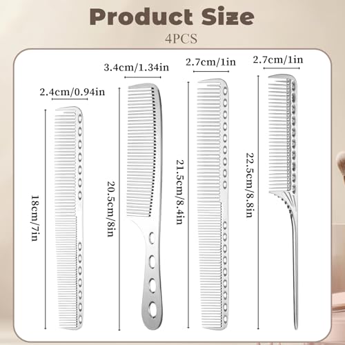 Peines metálicos de aluminio para cabello, pack 4 piezas miniatura 2