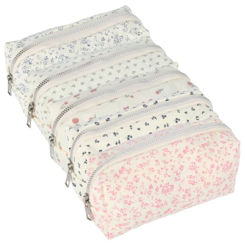 TIANCONGYUN 5 Pcs Floral Pencil Case for Girls, Fabric Penci