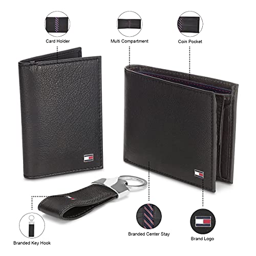Tommy Hilfiger Men's Leather Wallet, Card Case and Key Fold Combo, Black (TH/STALIN/WALL/CC/KF/01) 7 415Db4kuucL