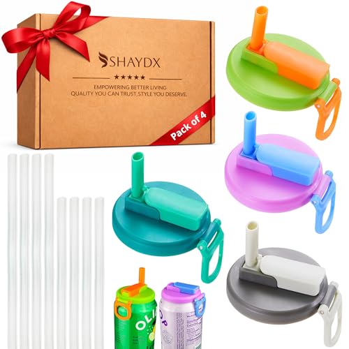 Soda Can Lids Reusable Covers – 4 Pack Snap-On Can Covers with 4 Small Straws & 4 Large Straws, Spill-Resistant Reusable Can Caps for Soda & Beer Pop Cans, Outdoor, Travel & Events, Keeps Drinks Clean